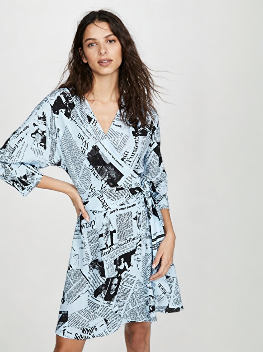 Diane von Furstenberg Sheena Wrap Dress Newspaper Daydream Small